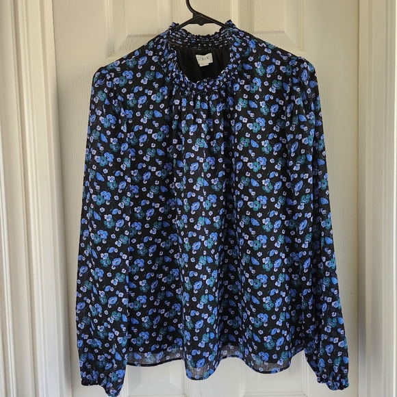 J. Crew Factory Tops - J Crew‎ Mockneck Floral Long Sleeve Blouse Sheer Flowy Size Medium